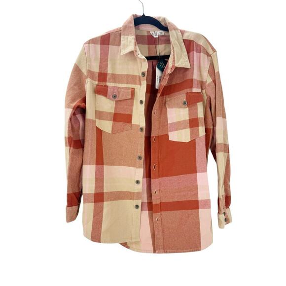 Roxy Let It Go Flannel Long Sleeve Button Up Shirt Boyfriend Fit Size XS NWT - Picture 3 of 12